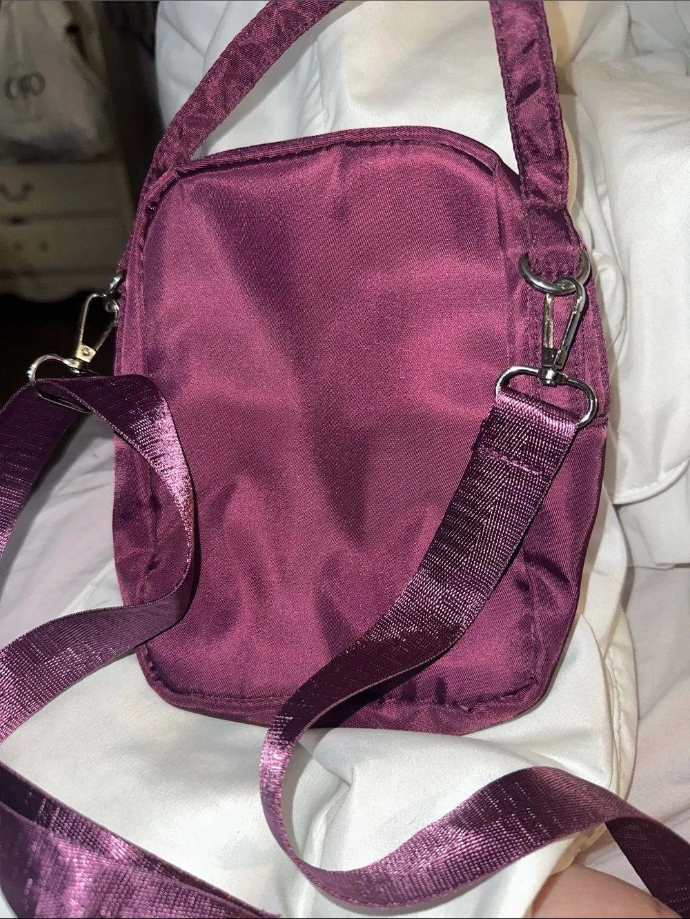 NWOT jingpin Women Bags Baby Bags Compact Burgundy Crossbody Bag silver accents